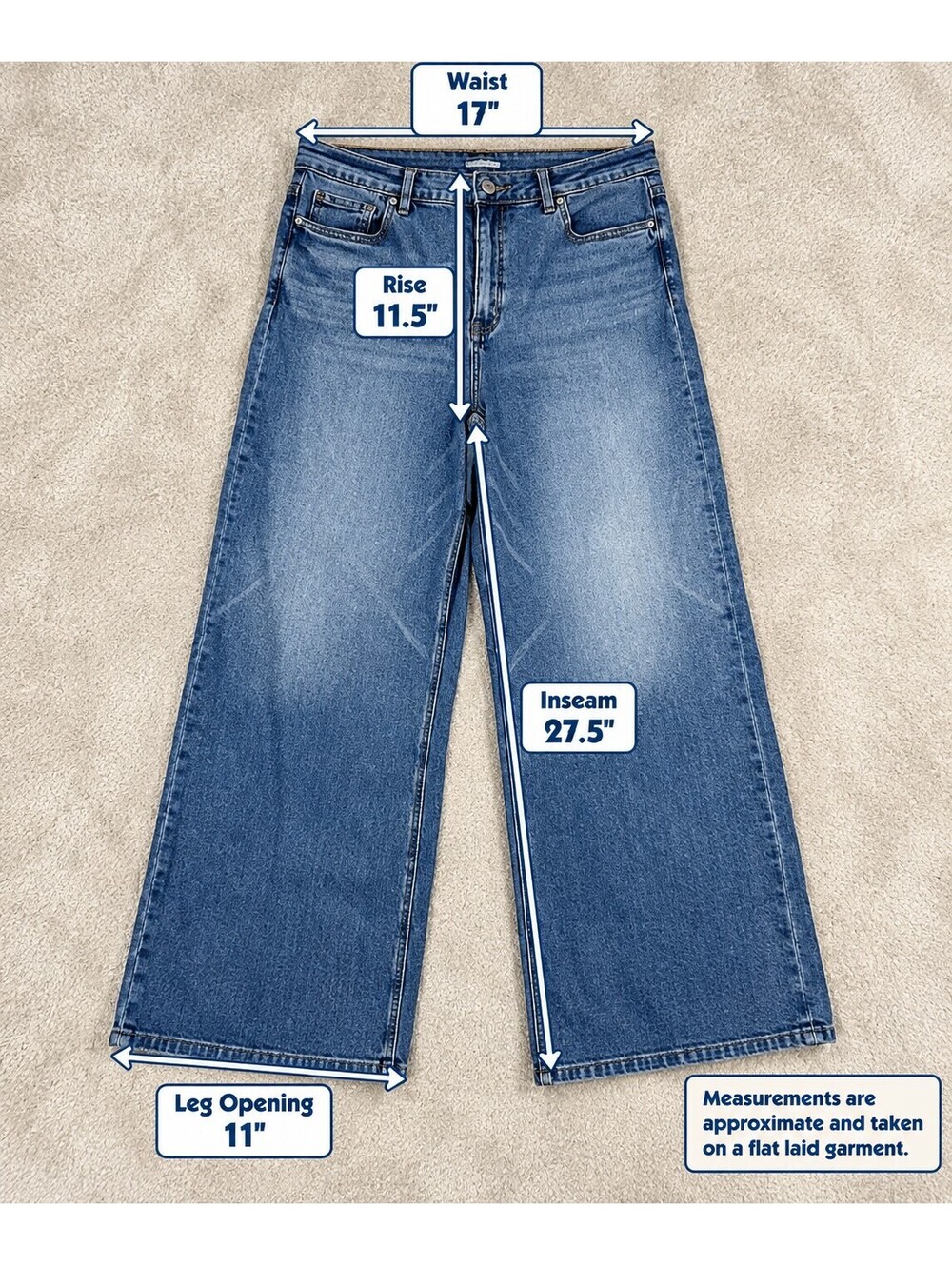 Quince Bella Stretch Wide Leg Jeans Womens 33 High Rise Twilight Blue Fray Plus - Picture 7 of 10